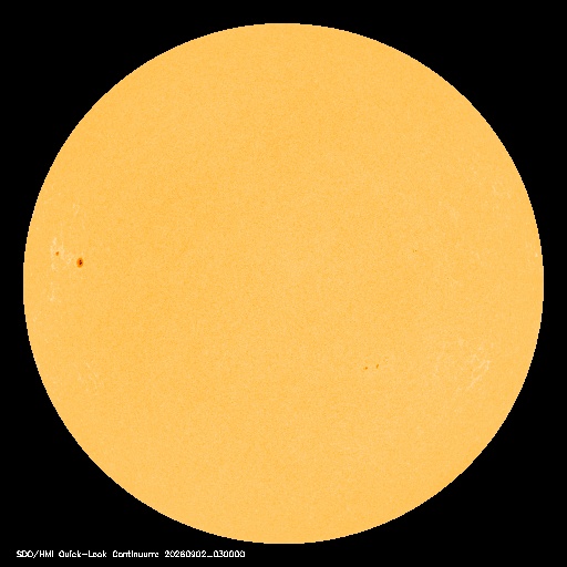 Current white-light image of the Sun showing visible sunspots